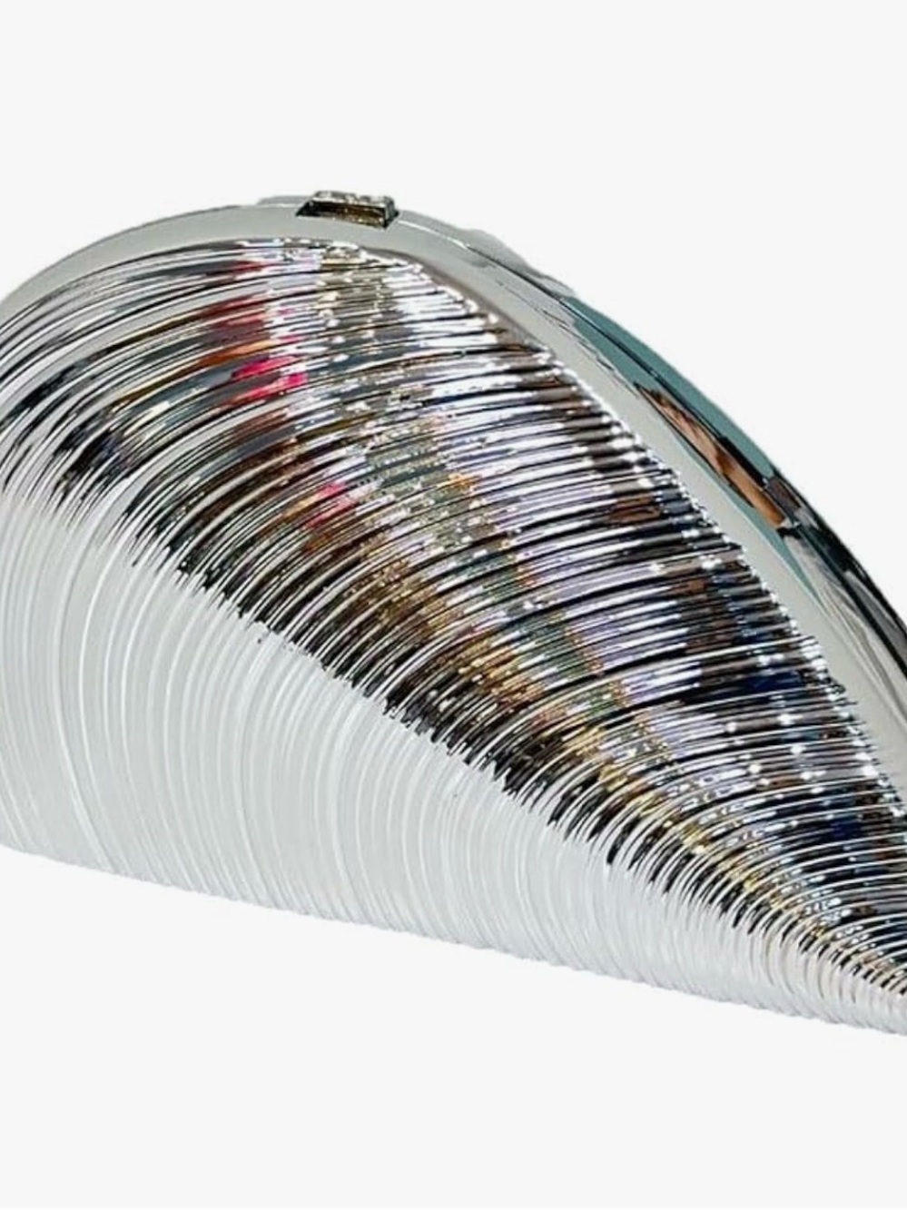 Metallic Silver Sculpted Evening Clutch